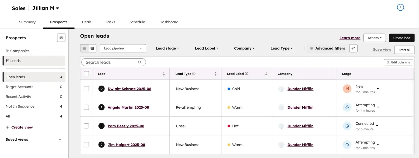 Image of lead management of hubspot crm 